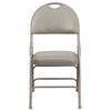 HERCULES Series Ultra-Premium Triple Braced Gray Vinyl Metal Folding Chair with Easy-Carry Handle