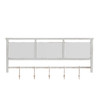 Daly Wall Mounted 24 Inch Solid Pine Wood Coat Rack with Upper Shelf, Hanging Hooks, and Wire Baskets For Entryway, Kitchen, Bathroom in Whitewashed