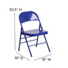 HERCULES COLORBURST Series Cobalt Blue Triple Braced & Double Hinged Metal Folding Chair