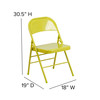 HERCULES COLORBURST Series Twisted Citron Triple Braced & Double Hinged Metal Folding Chair