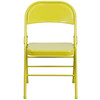 HERCULES COLORBURST Series Twisted Citron Triple Braced & Double Hinged Metal Folding Chair