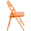 HERCULES COLORBURST Series Orange Marmalade Triple Braced & Double Hinged Metal Folding Chair