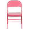 HERCULES COLORBURST Series Bubblegum Pink Triple Braced & Double Hinged Metal Folding Chair
