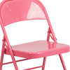 HERCULES COLORBURST Series Bubblegum Pink Triple Braced & Double Hinged Metal Folding Chair