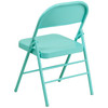 HERCULES COLORBURST Series Tantalizing Teal Triple Braced & Double Hinged Metal Folding Chair