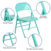 HERCULES COLORBURST Series Tantalizing Teal Triple Braced & Double Hinged Metal Folding Chair