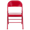 HERCULES Series Triple Braced & Double Hinged Red Metal Folding Chair