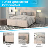 Tribeca Queen Size Tufted Upholstered Platform Bed in Beige Fabric