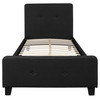 Tribeca Twin Size Tufted Upholstered Platform Bed in Black Fabric with 10 Inch CertiPUR-US Certified Pocket Spring Mattress