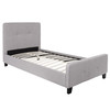 Tribeca Twin Size Tufted Upholstered Platform Bed in Light Gray Fabric with 10 Inch CertiPUR-US Certified Pocket Spring Mattress