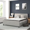 Tribeca Queen Size Tufted Upholstered Platform Bed in Light Gray Fabric with 10 Inch CertiPUR-US Certified Pocket Spring Mattress