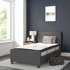 Tribeca Twin Size Tufted Upholstered Platform Bed in Dark Gray Fabric with 10 Inch CertiPUR-US Certified Pocket Spring Mattress