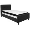 Tribeca Twin Size Tufted Upholstered Platform Bed in Black Fabric with Memory Foam Mattress