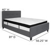 Tribeca Full Size Tufted Upholstered Platform Bed in Dark Gray Fabric with Memory Foam Mattress
