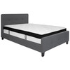 Tribeca Full Size Tufted Upholstered Platform Bed in Dark Gray Fabric with Memory Foam Mattress