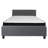 Tribeca Queen Size Tufted Upholstered Platform Bed in Dark Gray Fabric with Memory Foam Mattress