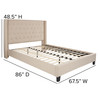 Riverdale Queen Size Tufted Upholstered Platform Bed in Beige Fabric