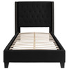 Riverdale Twin Size Tufted Upholstered Platform Bed in Black Fabric