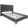 Riverdale Queen Size Tufted Upholstered Platform Bed in Dark Gray Fabric