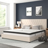 Riverdale King Size Tufted Upholstered Platform Bed in Beige Fabric with 10 Inch CertiPUR-US Certified Pocket Spring Mattress