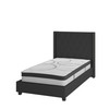 Riverdale Twin Size Tufted Upholstered Platform Bed in Black Fabric with 10 Inch CertiPUR-US Certified Pocket Spring Mattress
