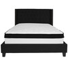 Riverdale Queen Size Tufted Upholstered Platform Bed in Black Fabric with Memory Foam Mattress