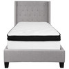 Riverdale Twin Size Tufted Upholstered Platform Bed in Light Gray Fabric with Memory Foam Mattress
