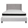 Riverdale Queen Size Tufted Upholstered Platform Bed in Light Gray Fabric with Memory Foam Mattress