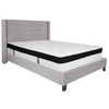 Riverdale Queen Size Tufted Upholstered Platform Bed in Light Gray Fabric with Memory Foam Mattress
