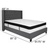 Riverdale Full Size Tufted Upholstered Platform Bed in Dark Gray Fabric with Memory Foam Mattress