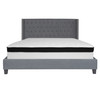 Riverdale King Size Tufted Upholstered Platform Bed in Dark Gray Fabric with Memory Foam Mattress