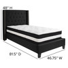 Riverdale Twin Size Tufted Upholstered Platform Bed in Black Fabric with Pocket Spring Mattress