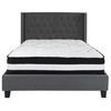 Riverdale Full Size Tufted Upholstered Platform Bed in Dark Gray Fabric with Pocket Spring Mattress