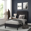 Addison Charcoal Twin Fabric Upholstered Platform Bed - Headboard with Rounded Edges - No Box Spring or Foundation Needed