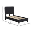 Addison Charcoal Twin Fabric Upholstered Platform Bed - Headboard with Rounded Edges - No Box Spring or Foundation Needed