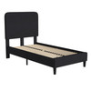 Addison Charcoal Twin Fabric Upholstered Platform Bed - Headboard with Rounded Edges - No Box Spring or Foundation Needed