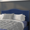 Lexington Upholstered Full Size Headboard with Accent Nail Trim in Navy Fabric