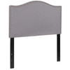 Lexington Upholstered Twin Size Headboard with Accent Nail Trim in Light Gray Fabric