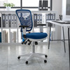 Nicholas Mid-Back Blue Mesh Multifunction Executive Swivel Ergonomic Office Chair with Adjustable Arms and White Frame