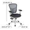 Nicholas Mid-Back Dark Gray Mesh Multifunction Executive Swivel Ergonomic Office Chair with Adjustable Arms and White Frame