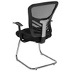 Steve Black Mesh Side Reception Chair with Chrome Sled Base