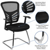 Steve Black Mesh Side Reception Chair with Chrome Sled Base