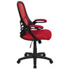 Porter High Back Red Mesh Ergonomic Swivel Office Chair with Black Frame and Flip-up Arms