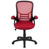 Porter High Back Red Mesh Ergonomic Swivel Office Chair with Black Frame and Flip-up Arms