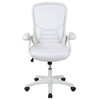 Porter High Back White Mesh Ergonomic Swivel Office Chair with White Frame and Flip-up Arms