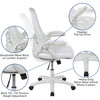 Porter High Back White Mesh Ergonomic Swivel Office Chair with White Frame and Flip-up Arms