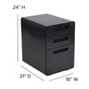 Wren Ergonomic 3-Drawer Mobile Locking Filing Cabinet with Anti-Tilt Mechanism and Hanging Drawer for Legal & Letter Files, Black