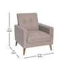 Conrad Mid-Century Modern Commercial Grade Armchair with Tufted Faux Linen Upholstery & Solid Wood Legs in Taupe