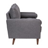 Hudson Mid-Century Modern Loveseat Sofa with Tufted Faux Linen Upholstery & Solid Wood Legs in Dark Gray