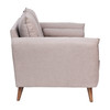 Evie Mid-Century Modern Loveseat Sofa with Faux Linen Fabric Upholstery & Solid Wood Legs in Taupe